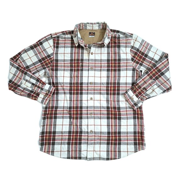 Ridgecut Set of 2 Men's Large Flannel Shirts Heavyweight Plaid Red Blue White - Picture 7 of 16